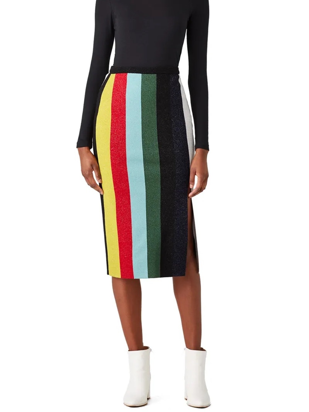 Diane Von Furstenberg Striped Knit Midi Skirt